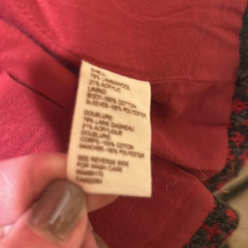 FREE PEOPLE Sweater/Jacket with Yoke and Belt Detail Gray and Red Size M - Picture 8 of 14